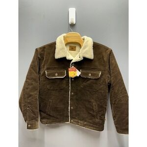 Moose Creek Mens Corduroy Sherpa Lined Trucker Jacket Olive Brown 1765 Large NWT